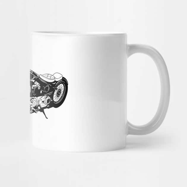 Illustration of stylized black and white motorcycle by iswenyi Art